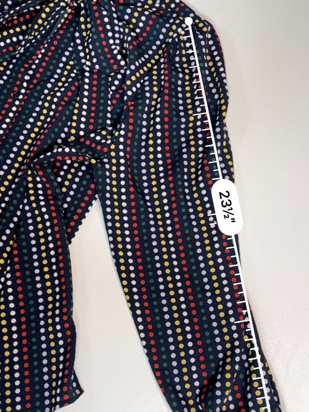 Eloquii Size 20 Navy Multicolor Polka Dot Tie Neck Puff Sleeve Blouse - Picture 10 of 10